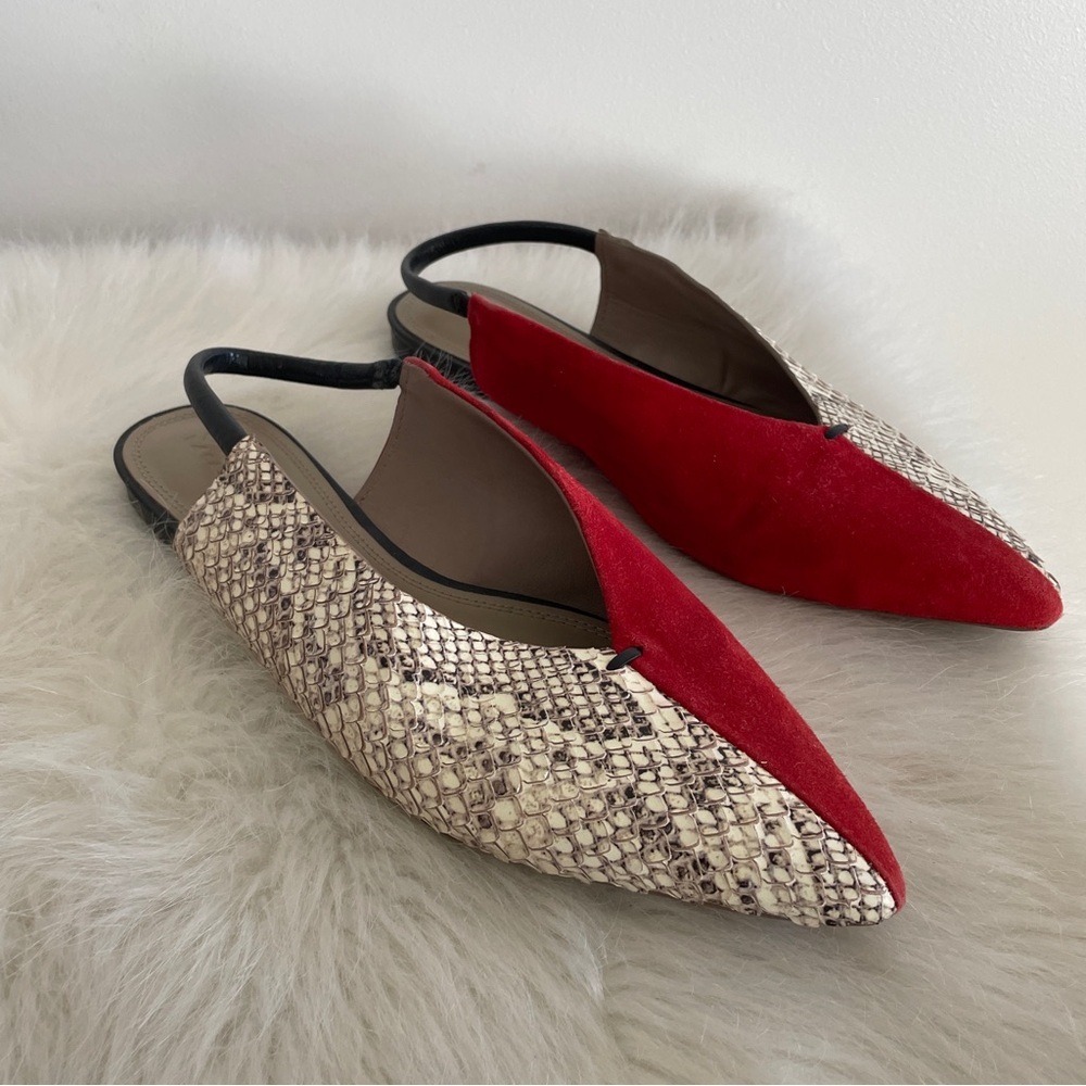 Mercedes Castillo’s Red and Snake Print Women's Slingback Flats